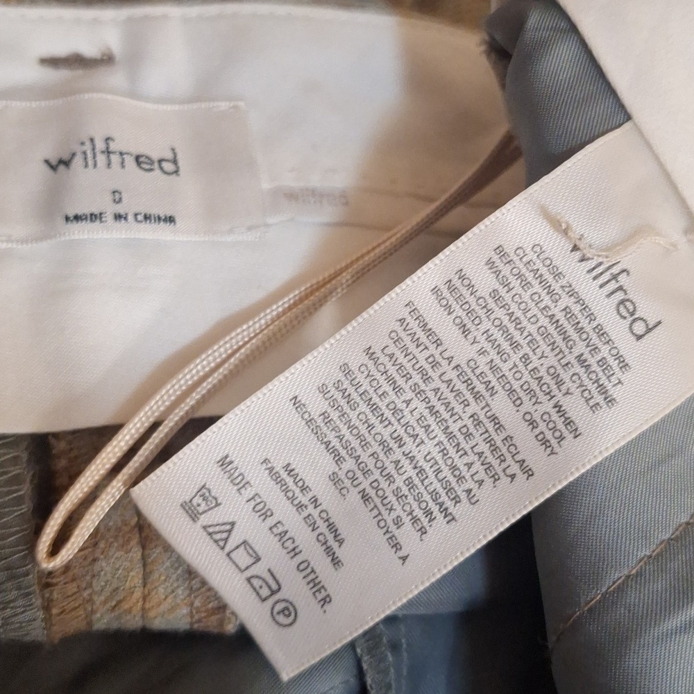 Aritzia Wilfred Tie Front Pants Wool Blend Plaid (Missing Tie) SZ 0 - Picture 5 of 6